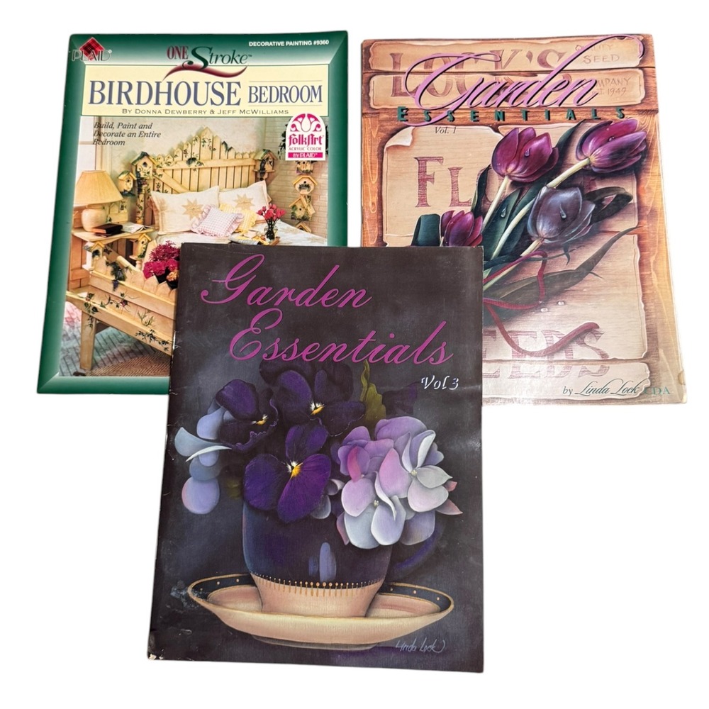 Lot of 3 Vintage Tole Decorative Painting Books Donna Dewberry Linda Lock